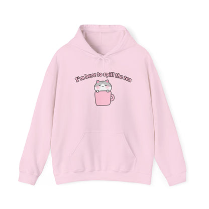 Here to Spill the Tea – Cozy Unisex Hoodie | Pudding Kitties