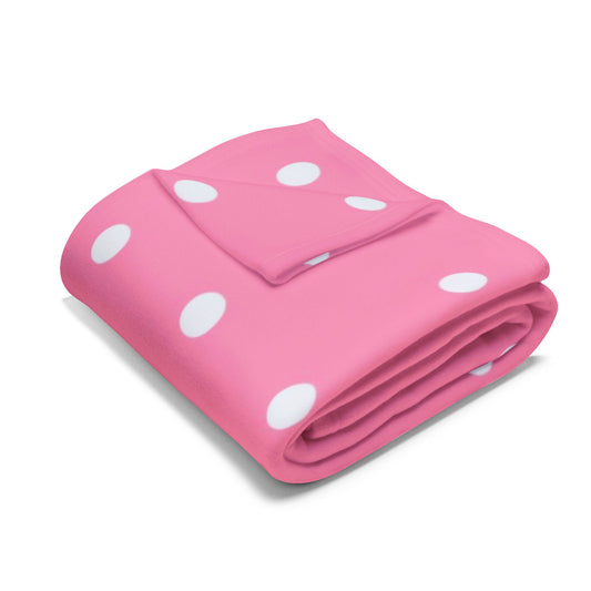 Pink Blanket with White Dots by Lofi Cute Kitties - Soft Arctic Fleece