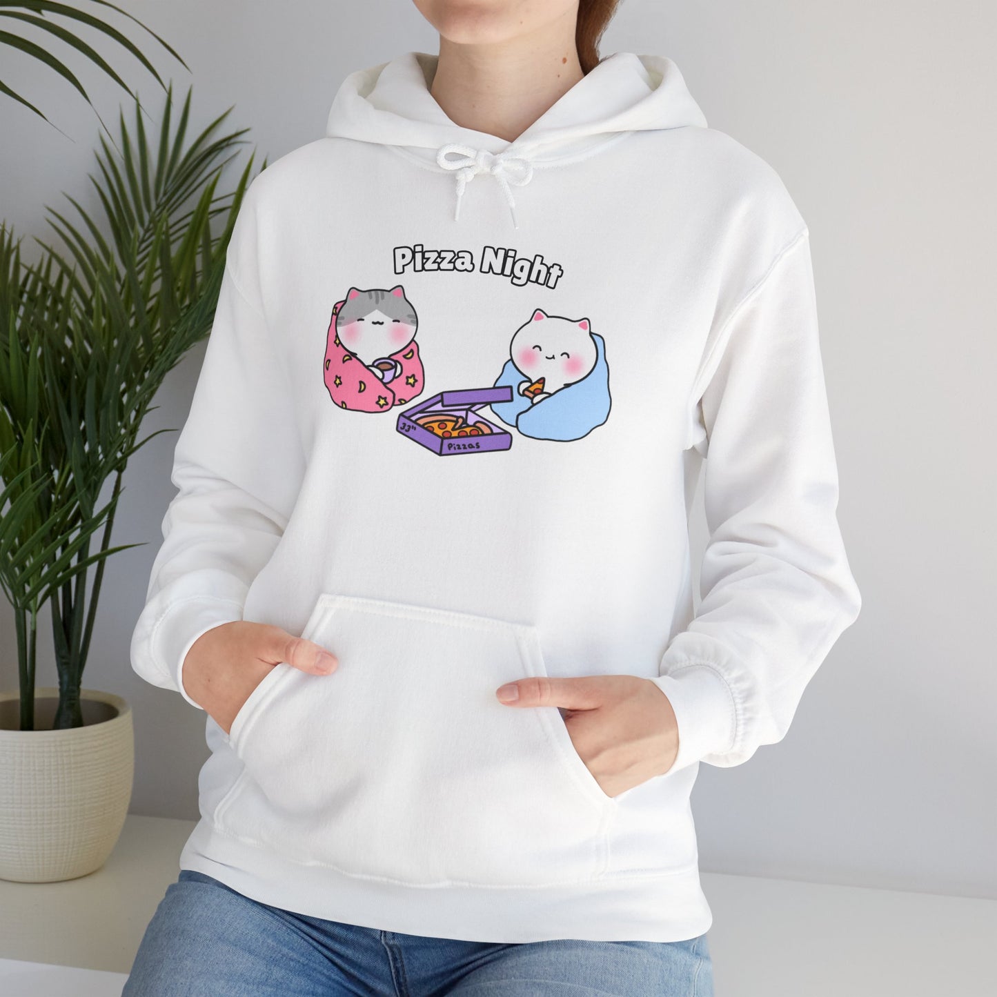 Pizza Night – Cozy Unisex Hoodie | Pudding Kitties