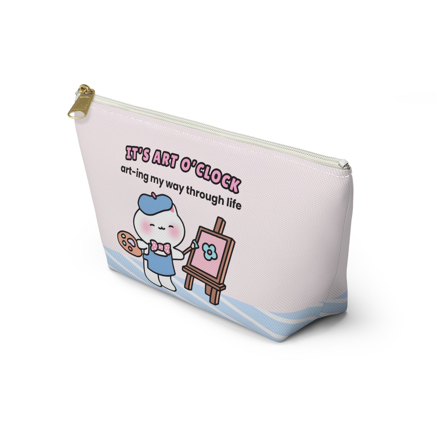 It's Art O'Clock - Pink & Blue Small Accessory Pouch | Pudding Kitties