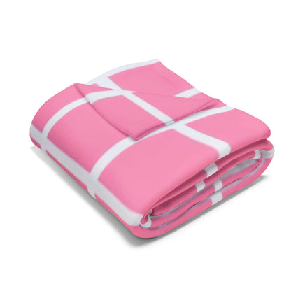 Pink Blanket with White Lines by Lofi Cute Kitties - Soft Arctic Fleece