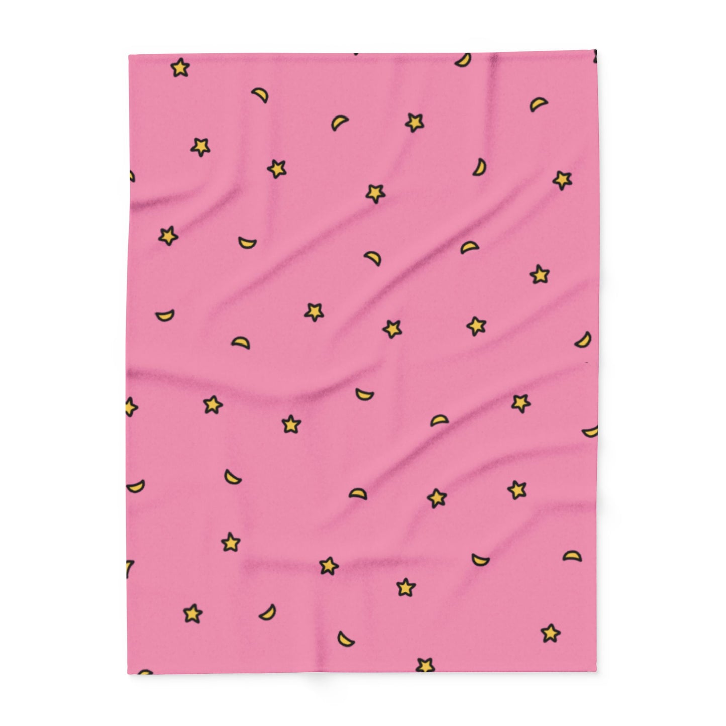 Pink Blanket with Yellow Stars by Lofi Cute Kitties - Soft Arctic Fleece