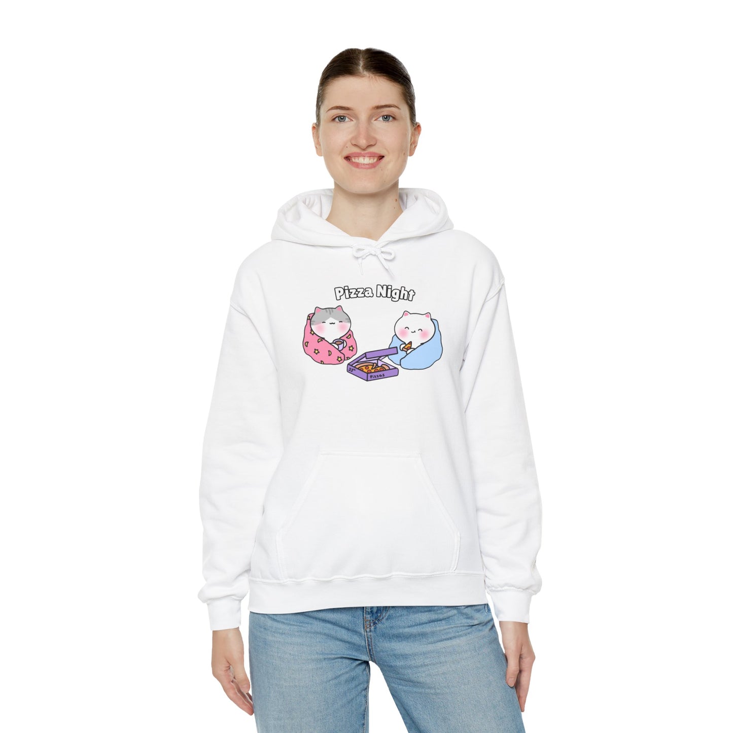 Pizza Night – Cozy Unisex Hoodie | Pudding Kitties