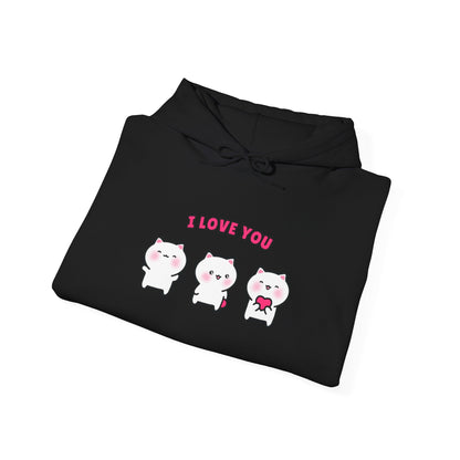 I Love You – Cozy Unisex Hoodie | Pudding Kitties