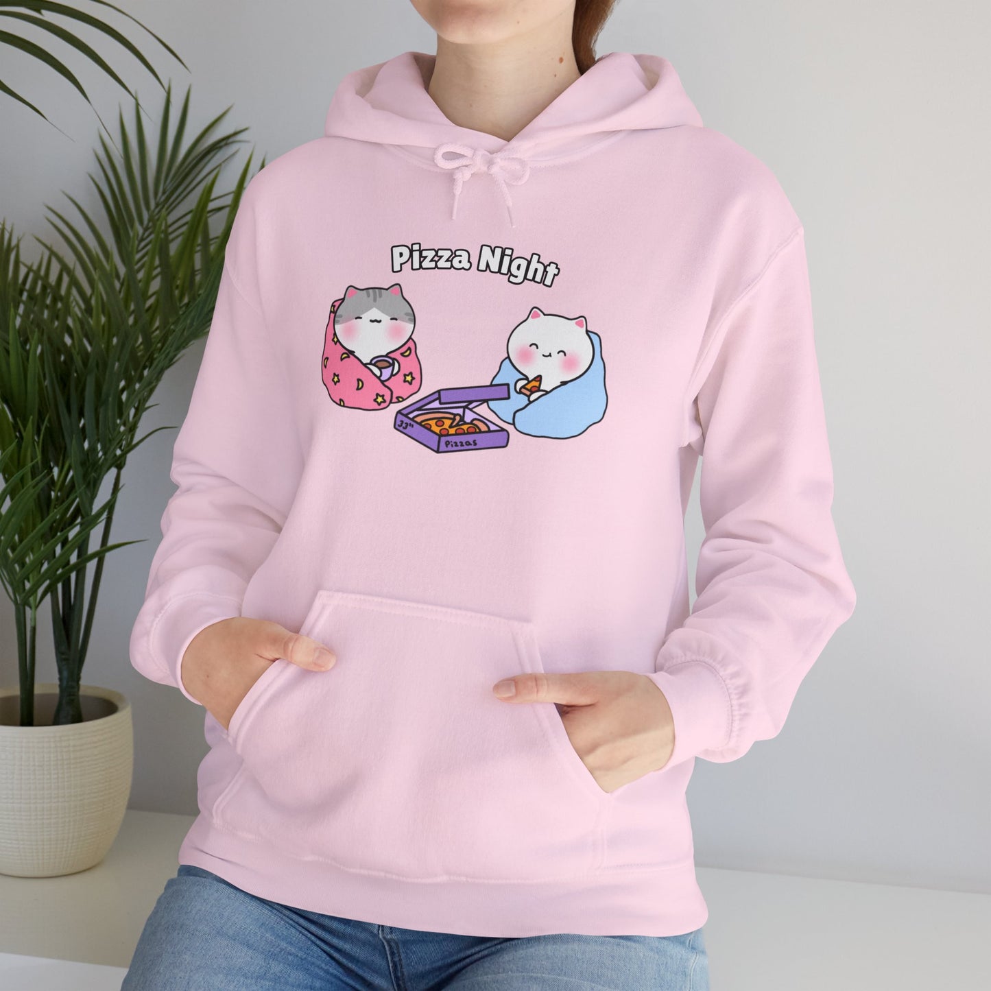 Pizza Night – Cozy Unisex Hoodie | Pudding Kitties