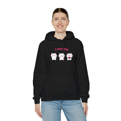 I Love You – Cozy Unisex Hoodie | Pudding Kitties