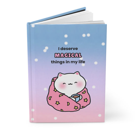 I Deserve Magical Things - Starry Sky Hardcover Journal Lined Pages | Pudding Kitties