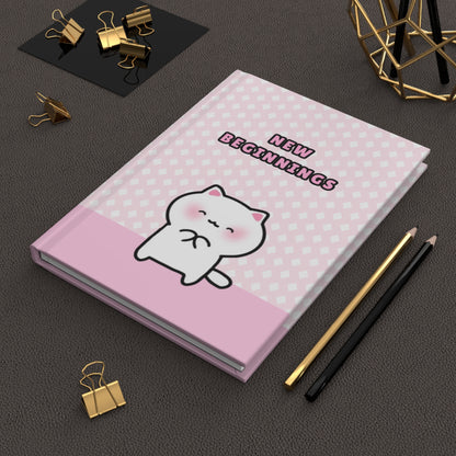 New Beginnings - Pink Hardcover Journal Lined Pages | Pudding Kitties