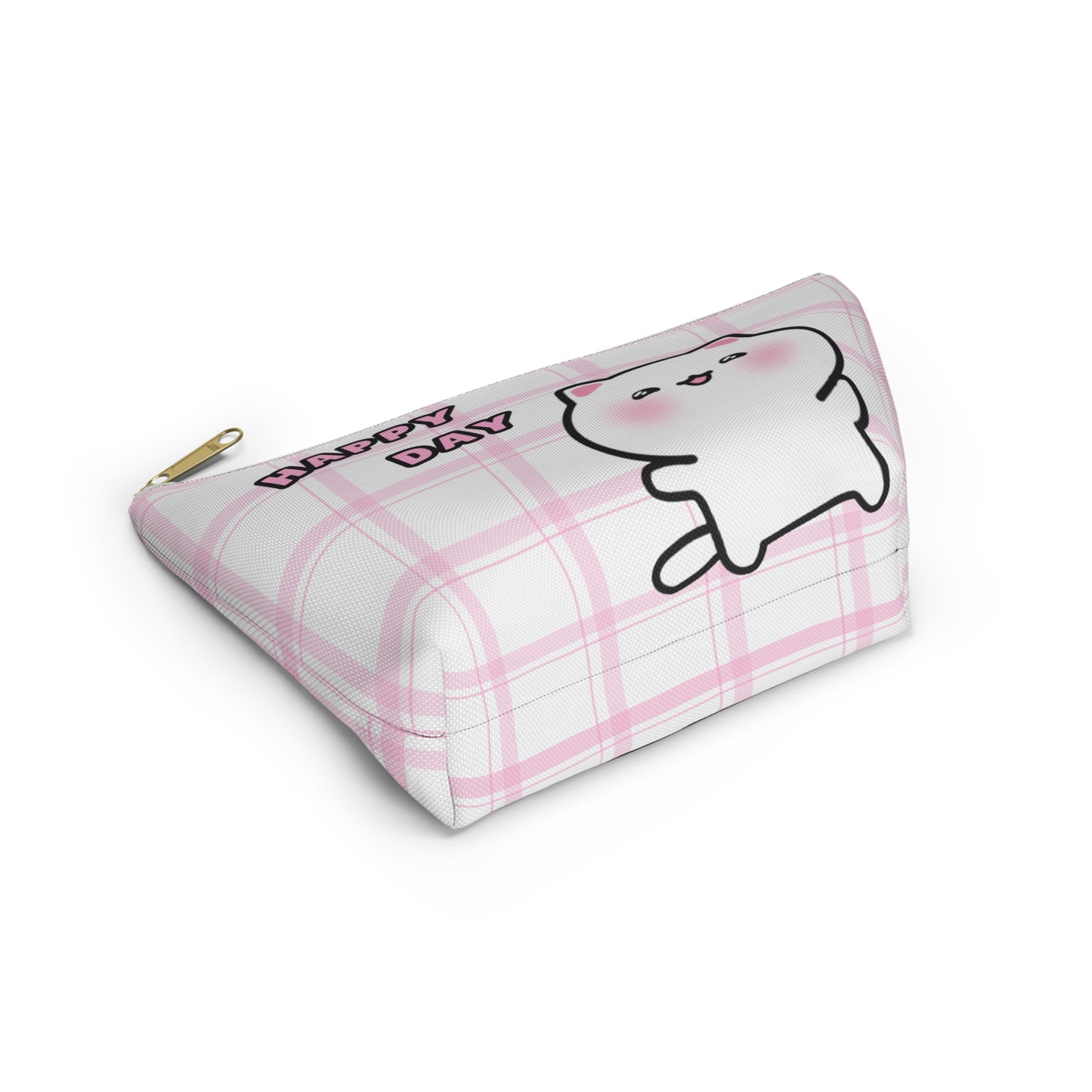 Happy Day - Pink Stripes Small Accessory Pouch | Pudding Kitties