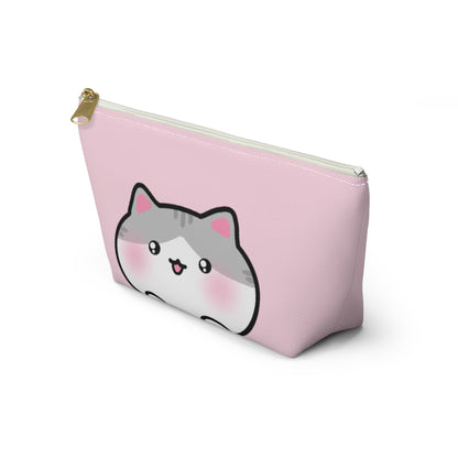 Grey Kitty Face & Tail - Cute Accessory Pouch | Pudding Kitties