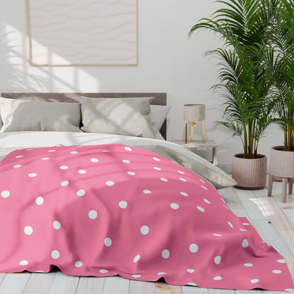 Pink Blanket with White Dots by Lofi Cute Kitties - Soft Arctic Fleece