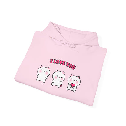 I Love You – Cozy Unisex Hoodie | Pudding Kitties