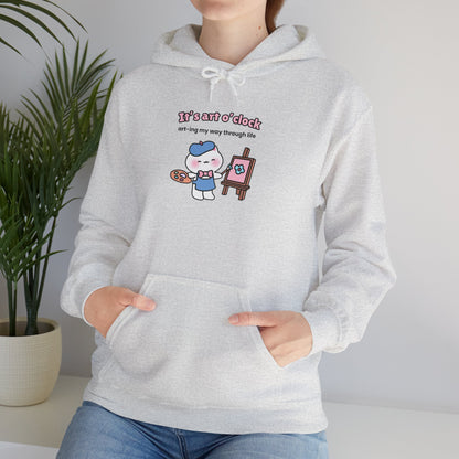 It's Art O'clock – Cozy Unisex Hoodie | Pudding Kitties