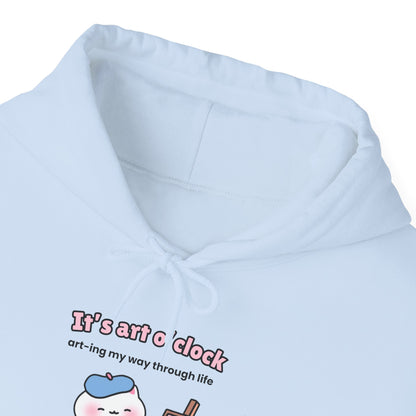 It's Art O'clock – Cozy Unisex Hoodie | Pudding Kitties