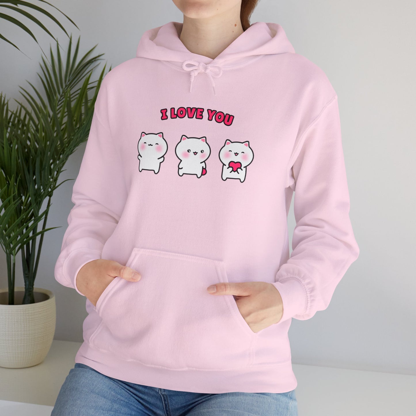 I Love You – Cozy Unisex Hoodie | Pudding Kitties