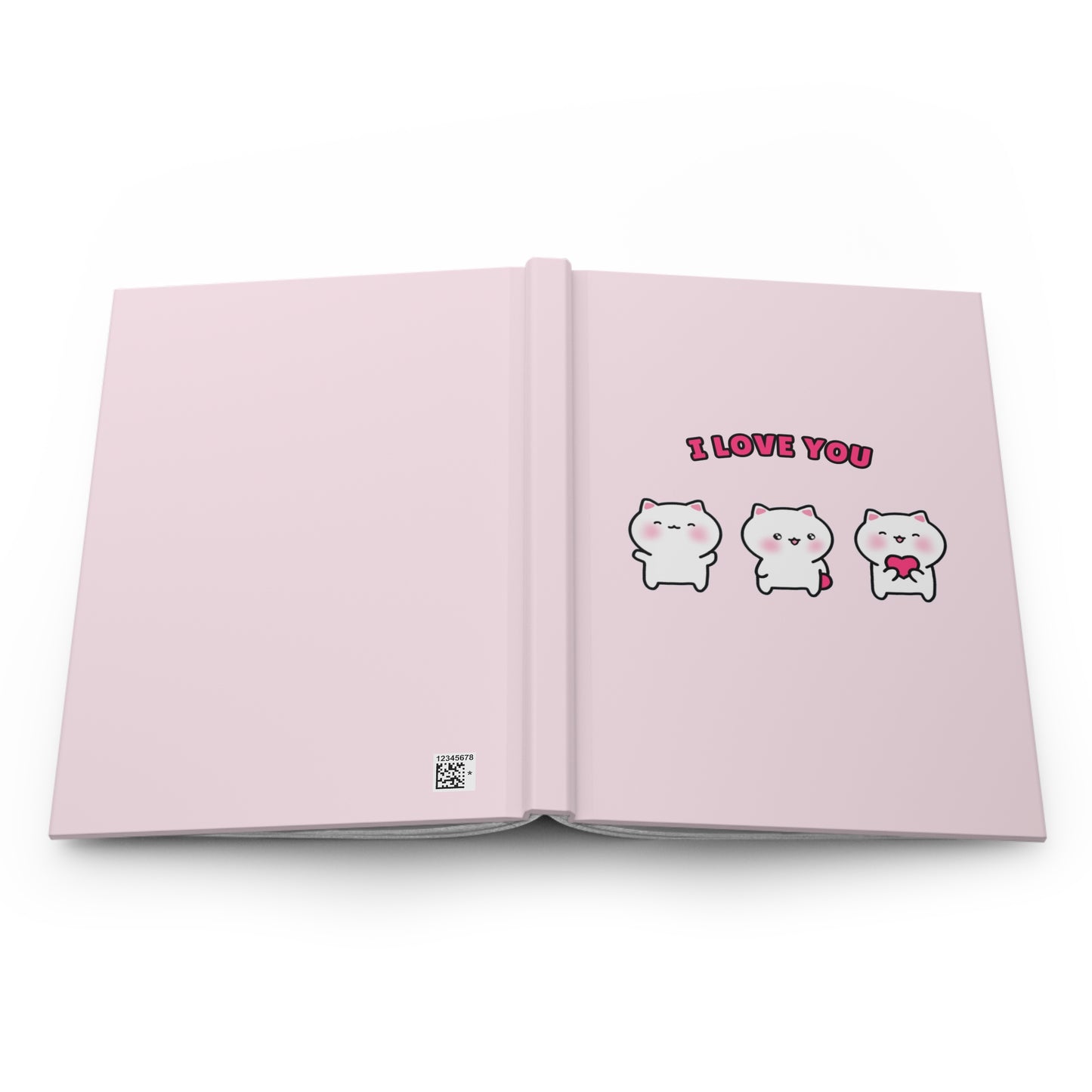 I Love You - Pink Hardcover Journal Lined Pages | Pudding Kitties